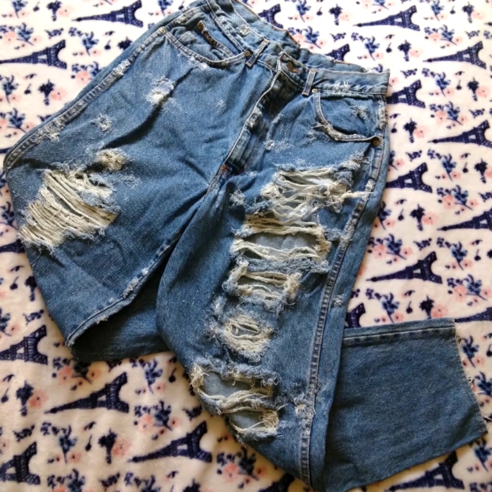 Chic x LUVNU Distressed High Waisted Denim Jeans